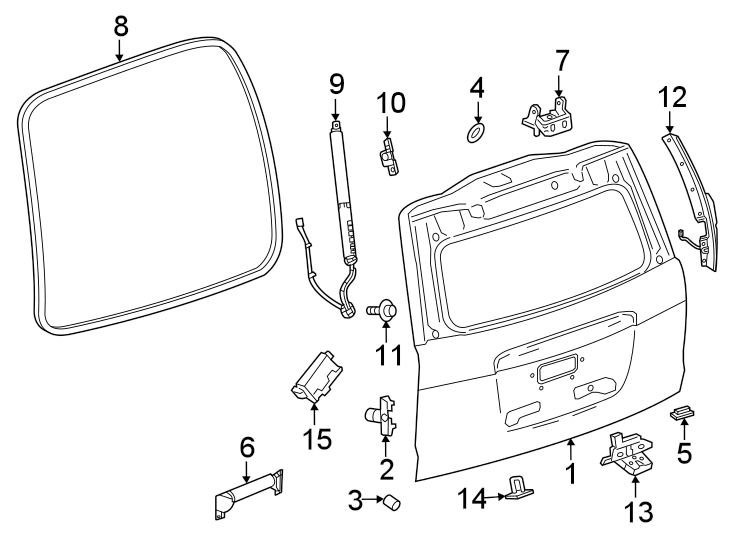 Lift gate. Gate & hardware. Diagram