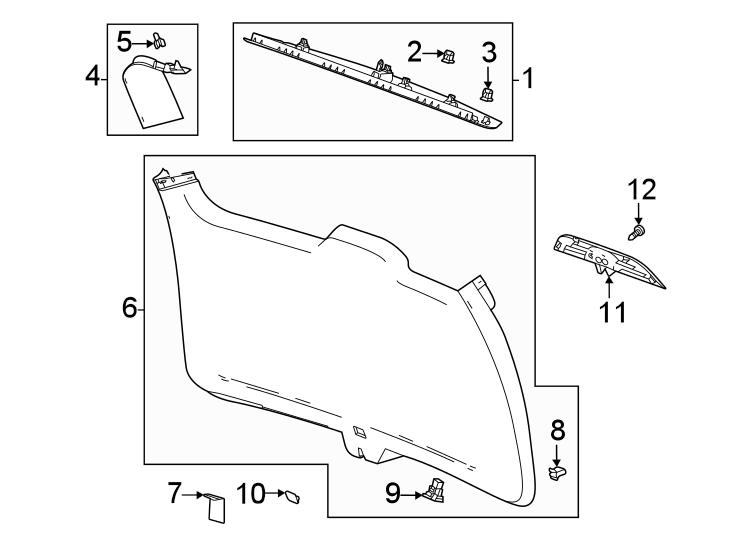 Diagram Lift gate. Interior trim. for your Cadillac