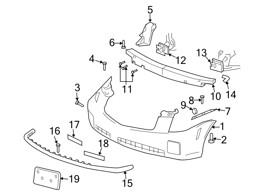 Diagram FRONT BUMPER. BUMPER & COMPONENTS. for your 2016 Chevrolet Spark   