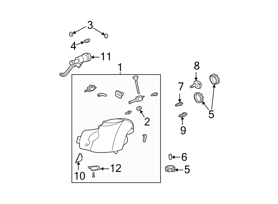 Diagram FRONT LAMPS. HEADLAMP COMPONENTS. for your 2005 Chevrolet Venture    