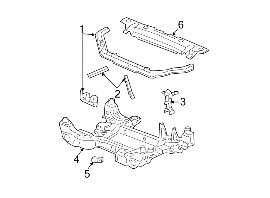 Diagram RADIATOR SUPPORT. for your 1995 Chevrolet K2500  Base Standard Cab Pickup Fleetside 4.3L Chevrolet V6 A/T 