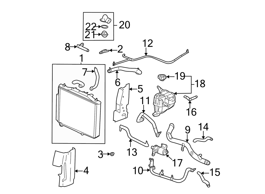 Diagram RADIATOR & COMPONENTS. for your 2021 Chevrolet Trailblazer   