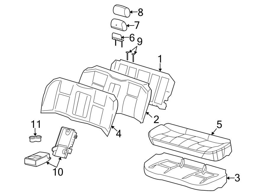 Diagram SEATS & TRACKS. REAR SEAT COMPONENTS. for your 2005 Chevrolet Trailblazer   