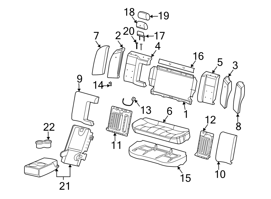 Diagram SEATS & TRACKS. REAR SEAT COMPONENTS. for your 2005 Chevrolet Trailblazer   