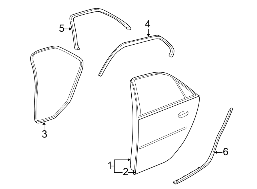 Diagram REAR DOOR. DOOR & COMPONENTS. for your 2010 Buick Enclave    