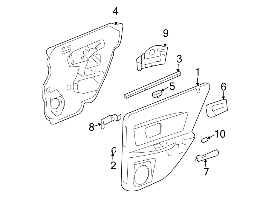 Diagram REAR DOOR. INTERIOR TRIM. for your 2024 Chevrolet Camaro LT1 Coupe 6.2L V8 A/T 