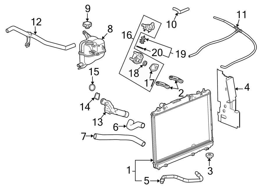 Diagram RADIATOR & COMPONENTS. for your 2005 GMC Envoy XL   