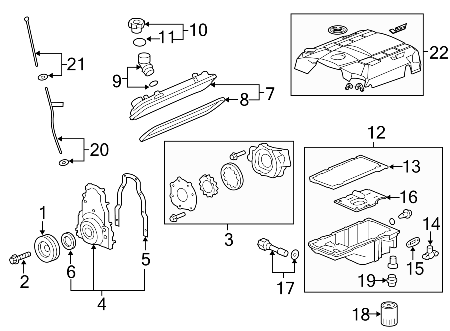 Diagram ENGINE PARTS. for your Chevrolet