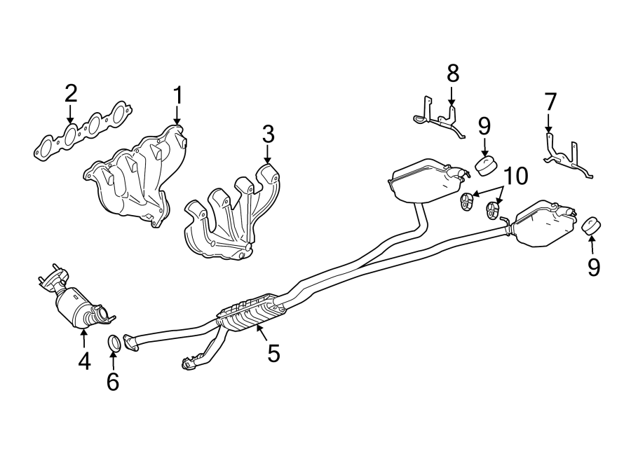 Diagram EXHAUST SYSTEM. EXHAUST COMPONENTS. for your 2005 Chevrolet Venture    