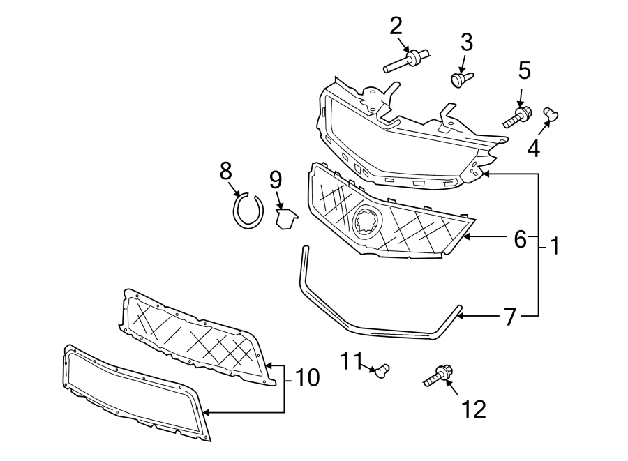 Diagram GRILLE & COMPONENTS. for your 1984 Buick Century   