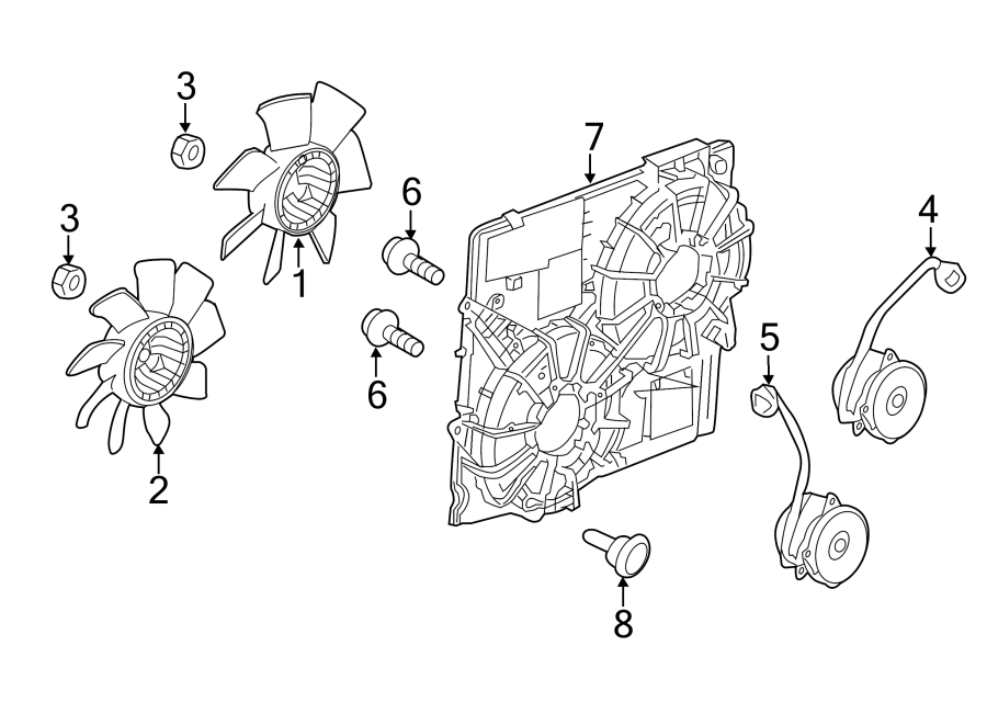 Diagram COOLING FAN. for your 2021 GMC Sierra 2500 HD 6.6L Duramax V8 DIESEL A/T RWD SLT Crew Cab Pickup 