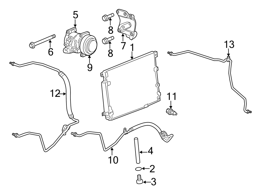 Diagram AIR CONDITIONER & HEATER. COMPRESSOR & LINES. CONDENSER. for your 2012 GMC Sierra 2500 HD 6.6L Duramax V8 DIESEL A/T 4WD WT Standard Cab Pickup Fleetside 