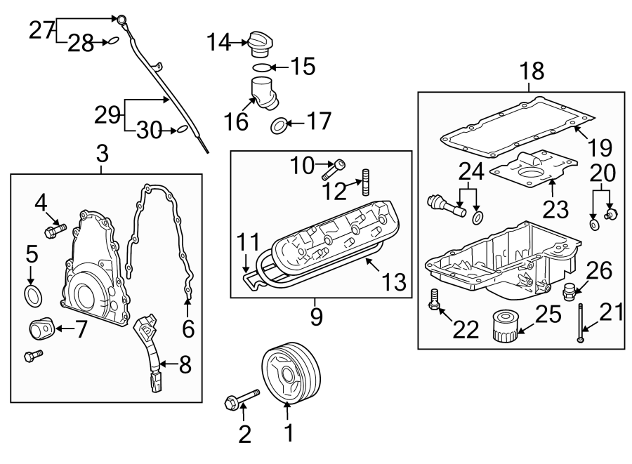 Diagram ENGINE PARTS. for your 2005 Chevrolet Silverado 2500 HD LT Extended Cab Pickup Fleetside 6.6L Duramax V8 DIESEL M/T 4WD 