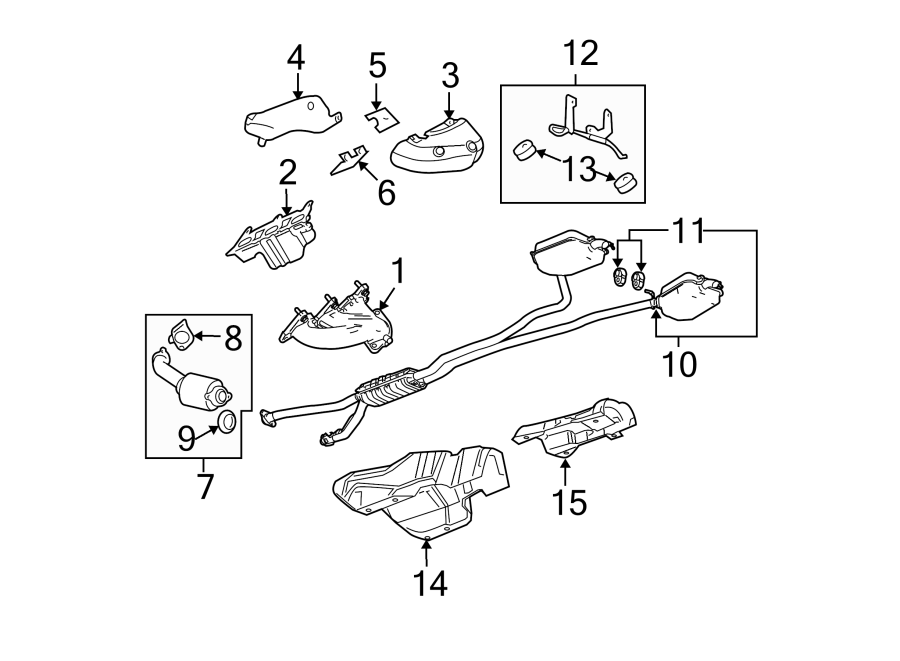 Diagram EXHAUST SYSTEM. EXHAUST COMPONENTS. for your 2022 Chevrolet Camaro  ZL1 Convertible 