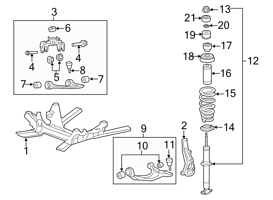 Diagram FRONT SUSPENSION. SUSPENSION COMPONENTS. for your 2019 GMC Sierra 2500 HD 6.0L Vortec V8 A/T RWD SLT Extended Cab Pickup Fleetside 