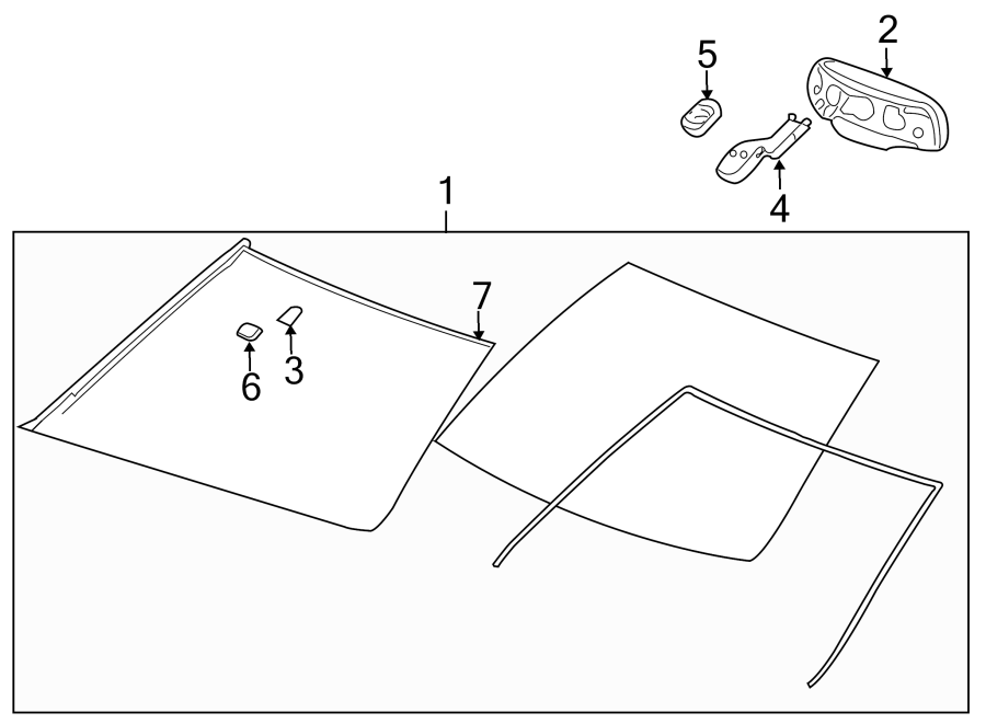 Diagram WINDSHIELD. GLASS. REVEAL MOLDINGS. for your Cadillac