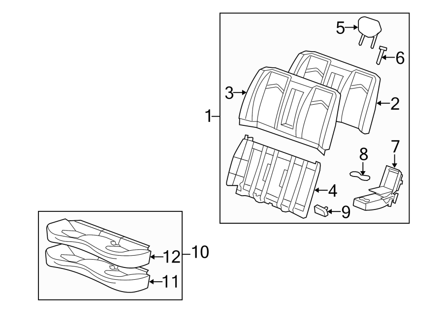 Diagram SEATS & TRACKS. REAR SEAT COMPONENTS. for your 2016 Cadillac ATS Performance Sedan 2.0L Ecotec A/T RWD 