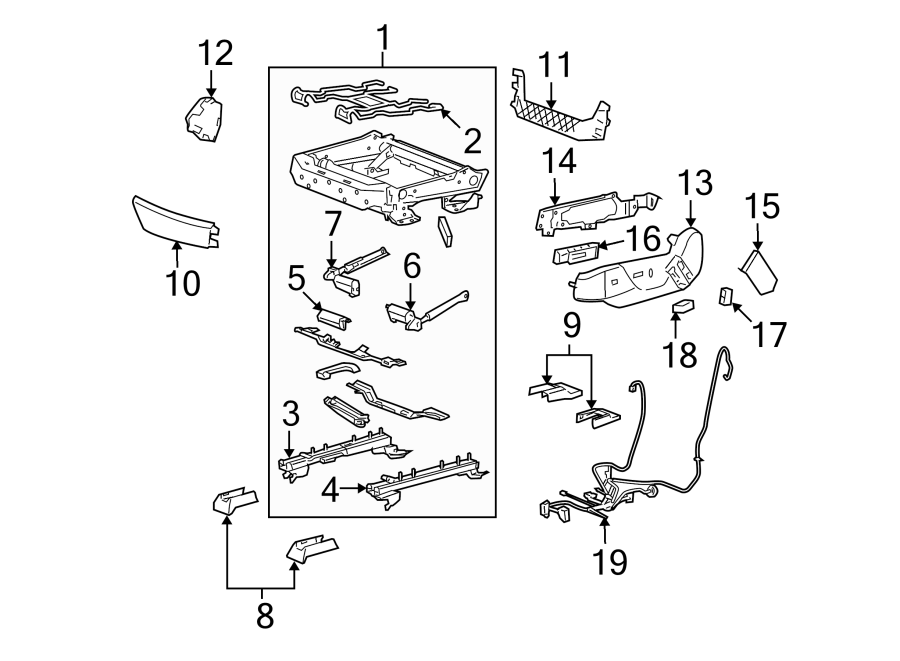 Diagram SEATS & TRACKS. TRACKS & COMPONENTS. for your 2008 Chevrolet Equinox   