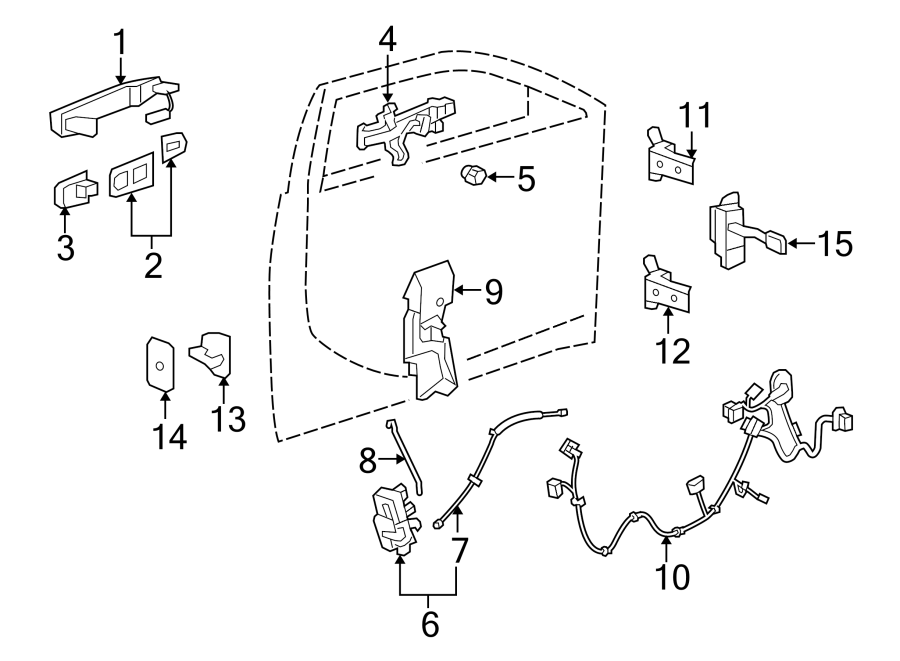 Diagram FRONT DOOR. LOCK & HARDWARE. for your 2022 Cadillac XT4   