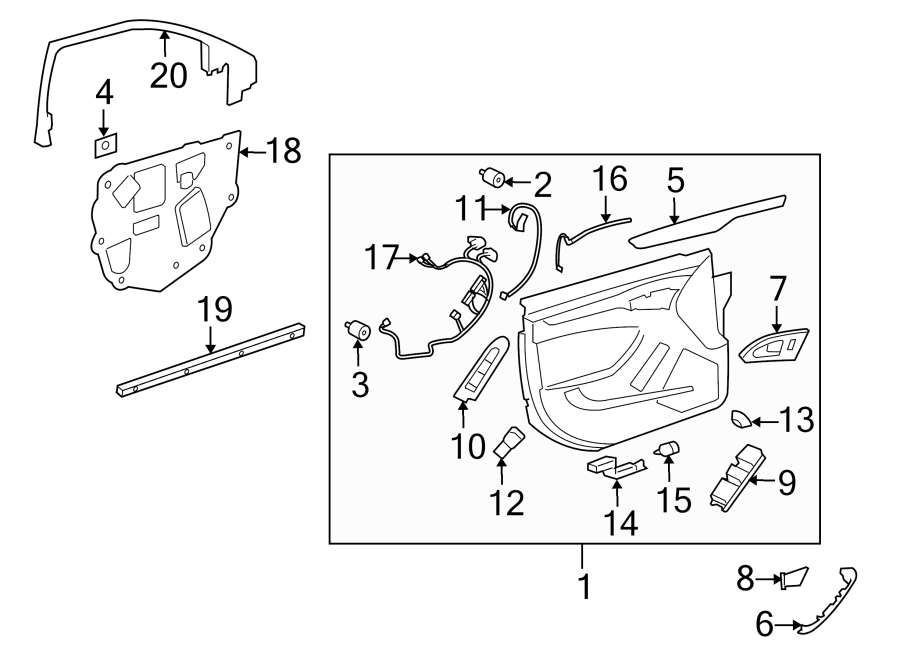 Diagram FRONT DOOR. INTERIOR TRIM. for your 2002 Buick Century   