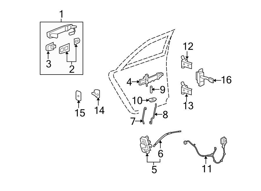 Diagram REAR DOOR. LOCK & HARDWARE. for your 2014 Chevrolet Spark   