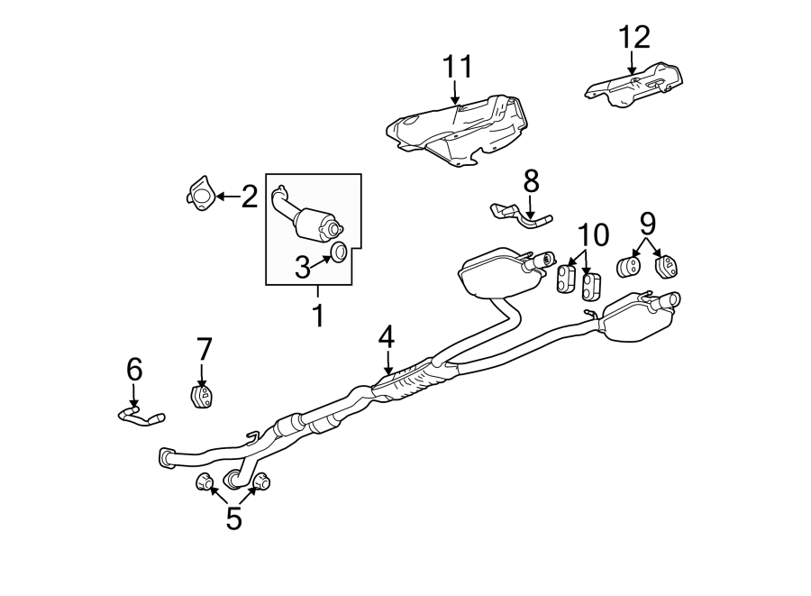 Diagram EXHAUST SYSTEM. EXHAUST COMPONENTS. for your 2005 Chevrolet Venture    