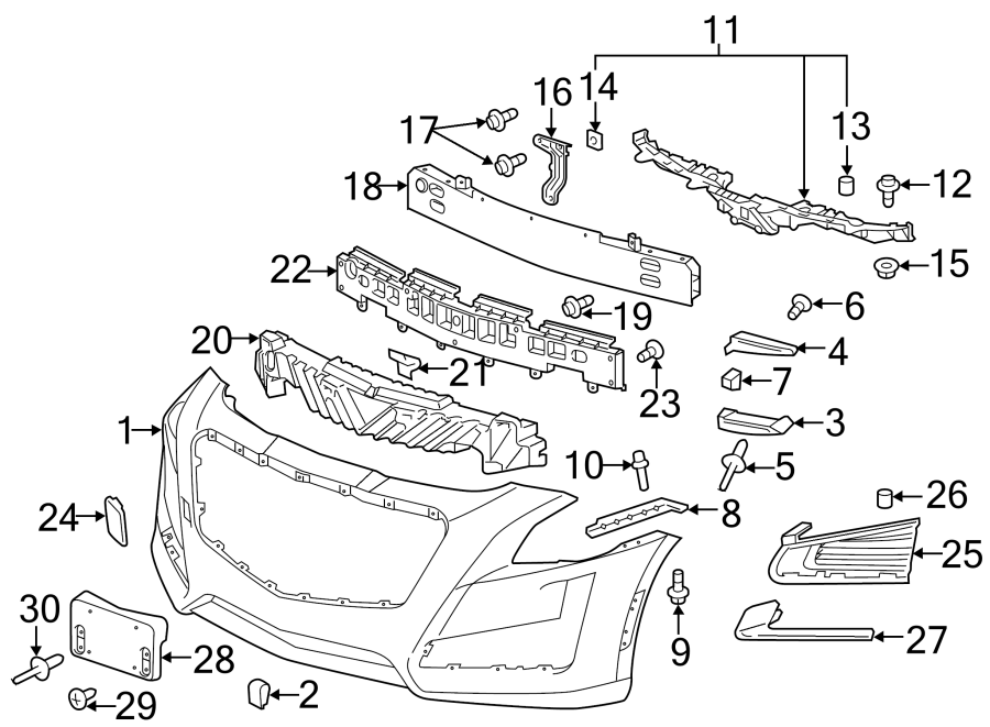 Diagram Front bumper. Bumper & components. for your 2024 Chevrolet Suburban  Z71 Sport Utility  