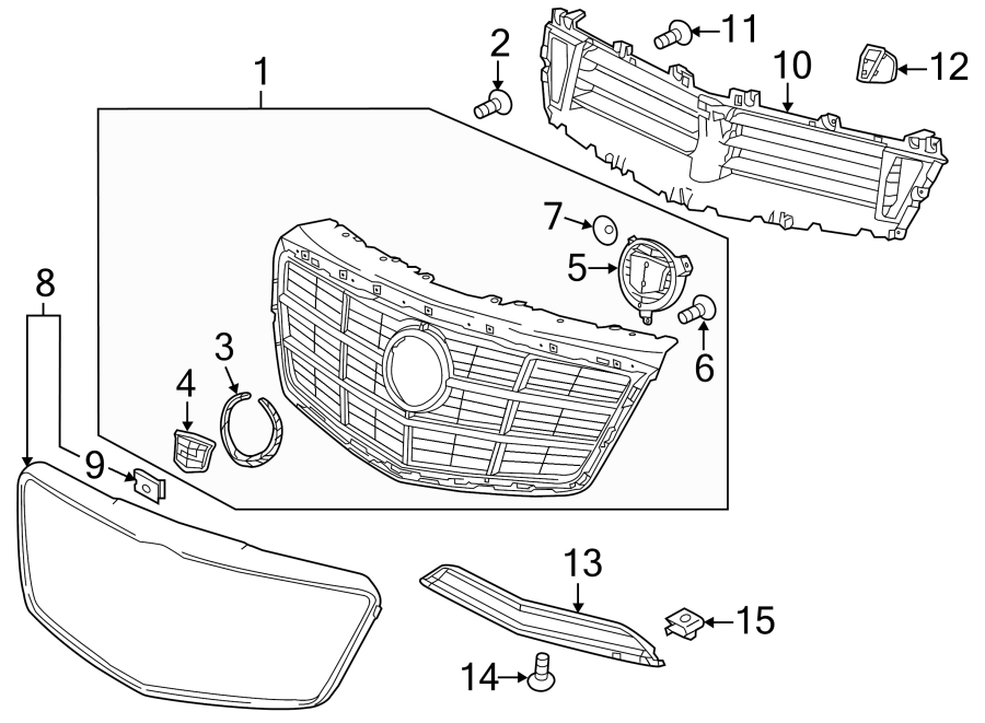 Diagram FRONT BUMPER. GRILLE & COMPONENTS. for your 2019 GMC Sierra 2500 HD 6.0L Vortec V8 A/T RWD Base Crew Cab Pickup Fleetside 