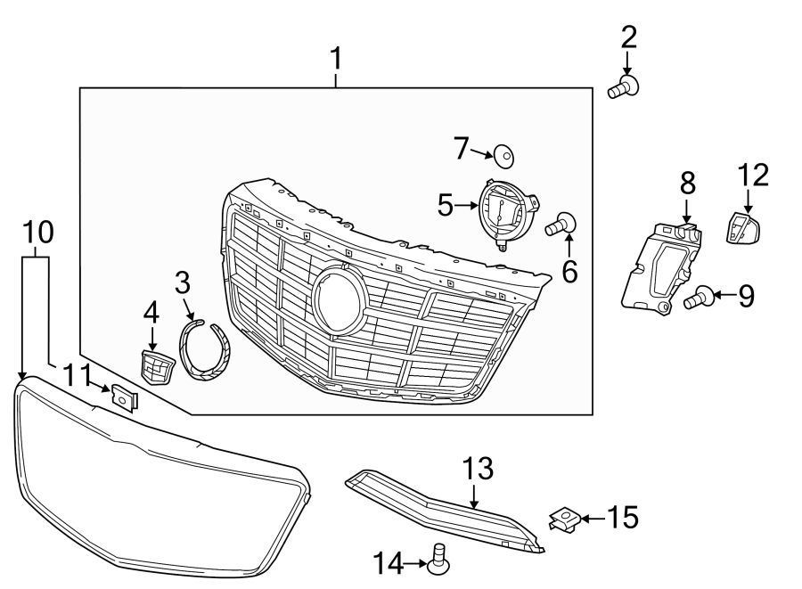 Diagram FRONT BUMPER. GRILLE & COMPONENTS. for your 2018 GMC Sierra 2500 HD 6.0L Vortec V8 FLEX A/T 4WD SLE Extended Cab Pickup 