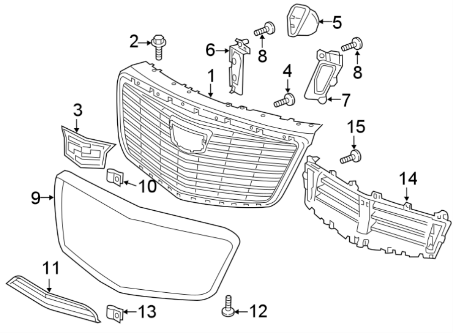 Diagram FRONT BUMPER. GRILLE & COMPONENTS. for your 2020 Chevrolet Spark   