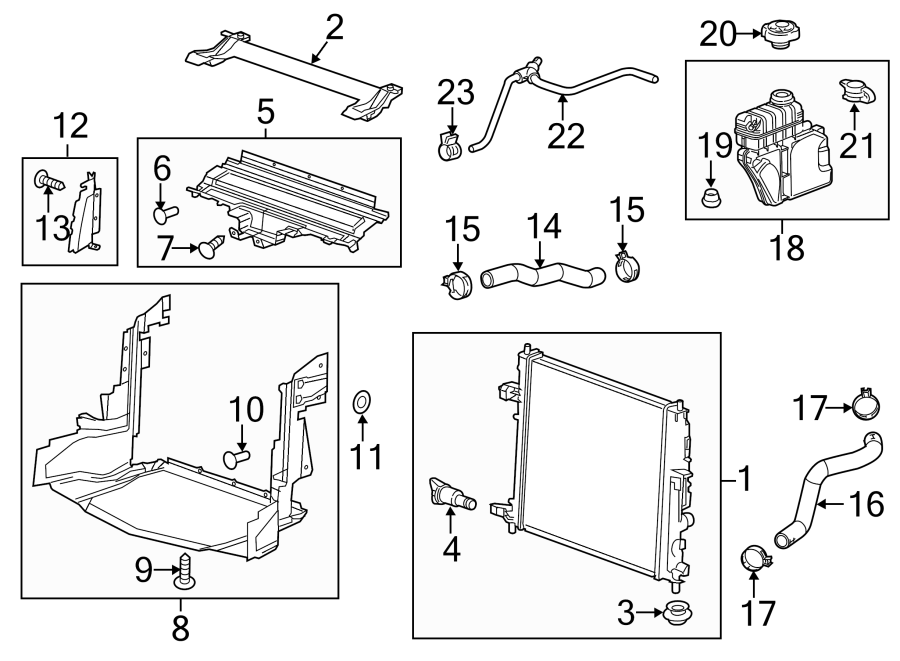 Diagram RADIATOR & COMPONENTS. for your 2020 GMC Yukon XL   