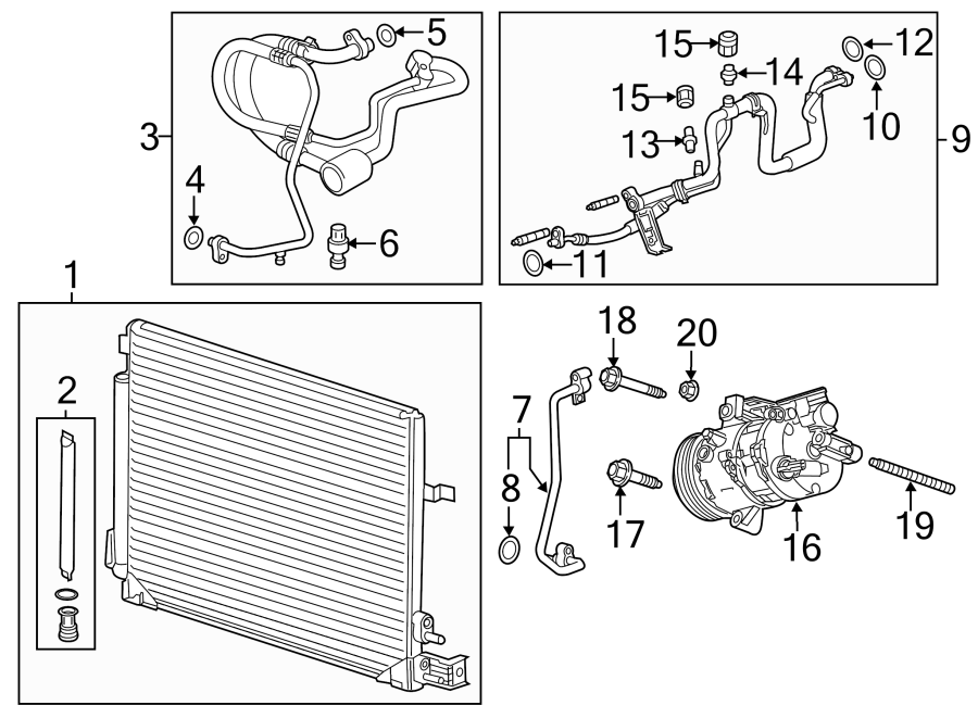 Diagram Air conditioner & heater. Steering gear & linkage. Compressor & lines. Condenser. for your 2013 Chevrolet Avalanche   