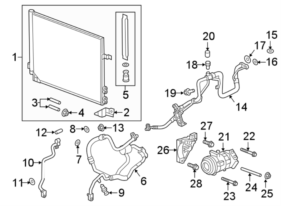 Diagram AIR CONDITIONER & HEATER. COMPRESSOR & LINES. CONDENSER. for your 2023 Chevrolet Equinox   