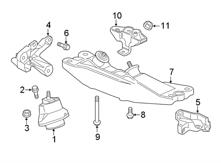 Diagram ENGINE & TRANS MOUNTING. for your 2018 GMC Sierra 2500 HD 6.6L Duramax V8 DIESEL A/T 4WD Base Extended Cab Pickup Fleetside 