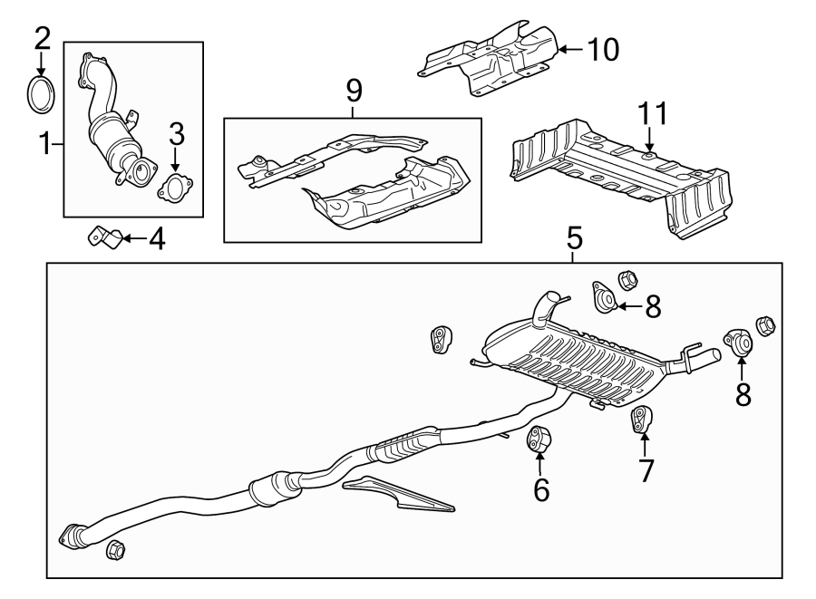 Diagram EXHAUST SYSTEM. EXHAUST COMPONENTS. for your 2020 Chevrolet Camaro  LT1 Coupe 