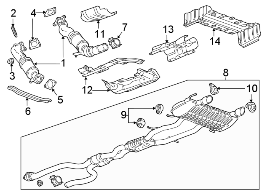 Diagram EXHAUST SYSTEM. EXHAUST COMPONENTS. for your 2018 Chevrolet Equinox  LT Sport Utility 