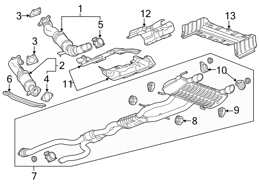 Diagram EXHAUST SYSTEM. EXHAUST COMPONENTS. for your 2019 Chevrolet Camaro  LS Coupe 