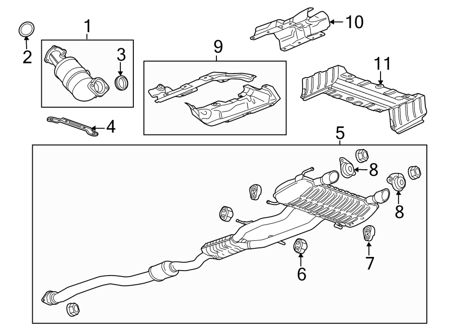 Diagram EXHAUST SYSTEM. EXHAUST COMPONENTS. for your 2005 Chevrolet Venture    