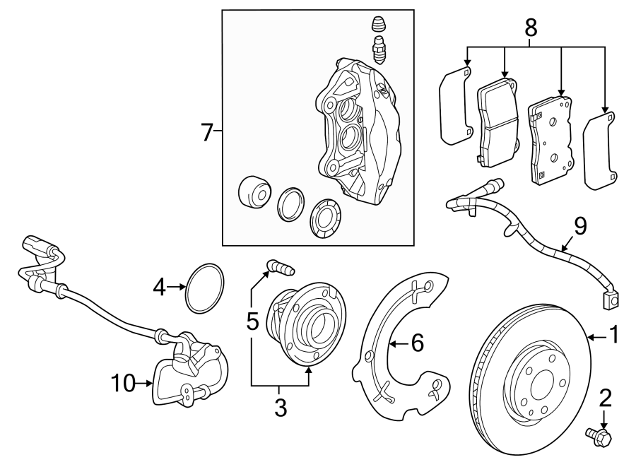 Diagram FRONT SUSPENSION. BRAKE COMPONENTS. for your 2012 GMC Sierra 2500 HD 6.0L Vortec V8 A/T RWD WT Extended Cab Pickup 