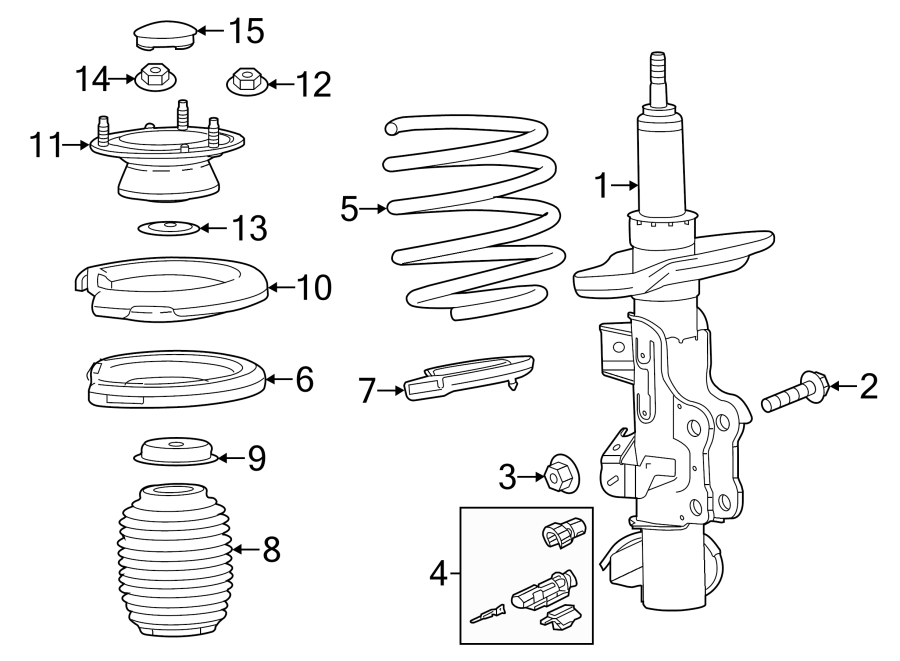 Diagram FRONT SUSPENSION. STRUTS & COMPONENTS. for your 2016 GMC Sierra 2500 HD 6.0L Vortec V8 FLEX A/T RWD SLE Extended Cab Pickup Fleetside 