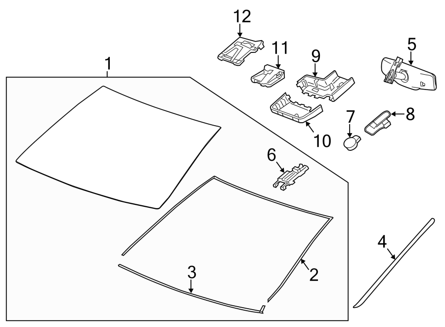 Diagram WINDSHIELD. GLASS. for your 2008 Buick Enclave  CX Sport Utility 3.6L V6 A/T AWD 