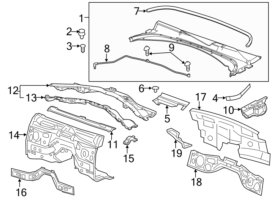 Diagram COWL. for your 2024 Chevrolet Corvette Stingray Convertible  