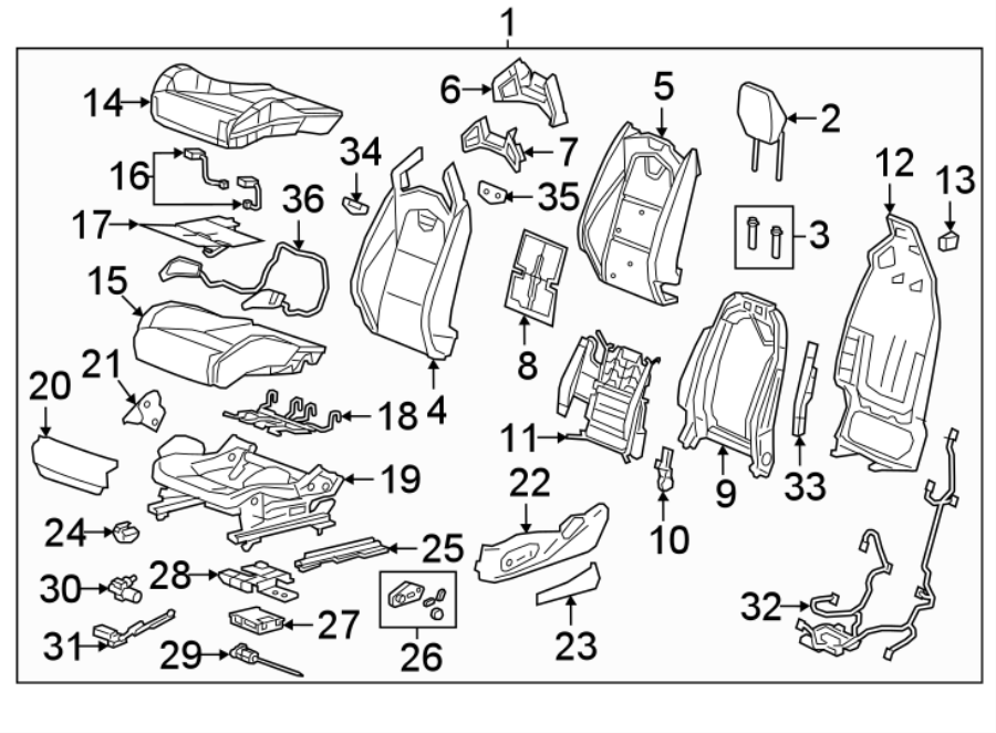 Diagram SEATS & TRACKS. DRIVER SEAT COMPONENTS. for your 2010 Chevrolet Silverado   