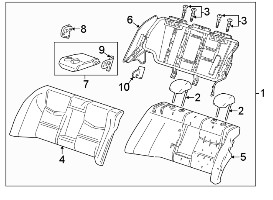 Diagram SEATS & TRACKS. REAR SEAT COMPONENTS. for your 2017 Cadillac ATS Premium Performance Sedan 3.6L V6 A/T RWD 