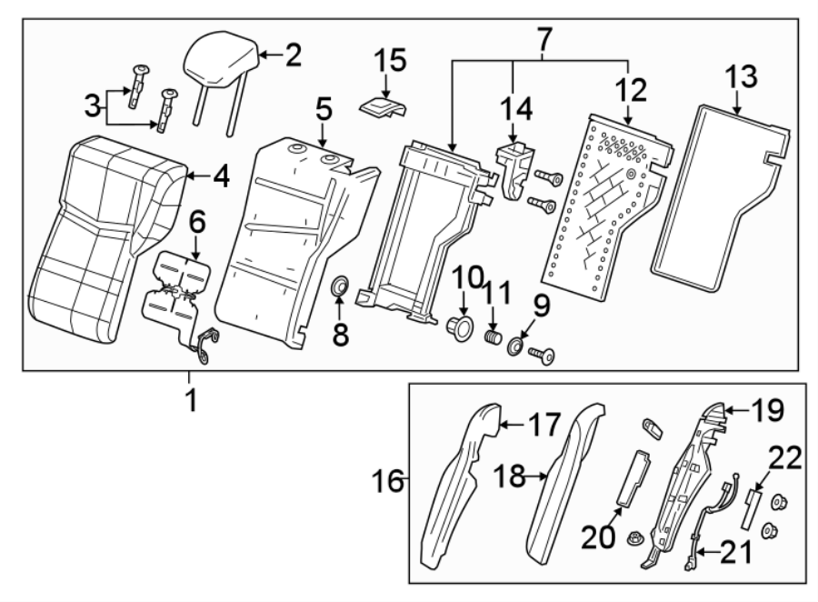 Diagram SEATS & TRACKS. REAR SEAT COMPONENTS. for your 2017 Cadillac ATS Premium Performance Coupe  