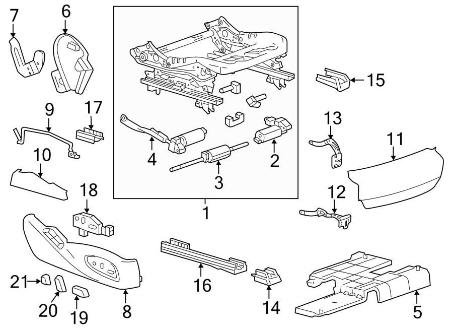 Diagram SEATS & TRACKS. TRACKS & COMPONENTS. for your 2004 Cadillac Escalade EXT   