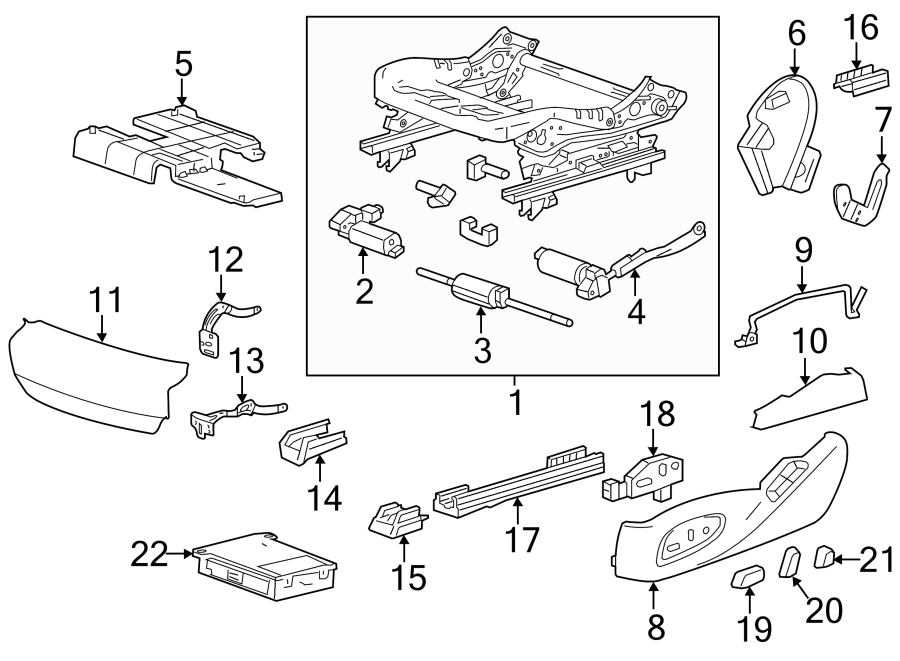 Diagram SEATS & TRACKS. TRACKS & COMPONENTS. for your 2004 Cadillac Escalade EXT   