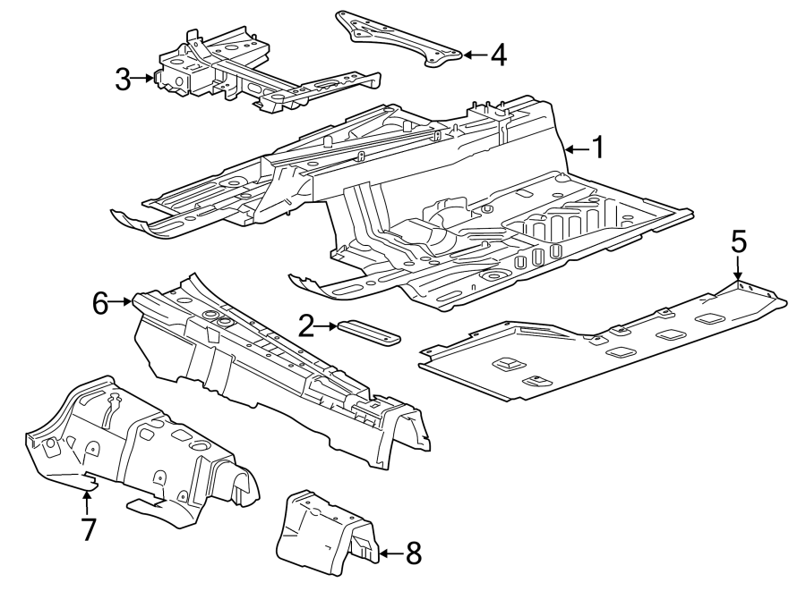 Diagram PILLARS. ROCKER & FLOOR. for your 2018 Chevrolet Equinox 1.6L DIESEL A/T 4WD LT Sport Utility 