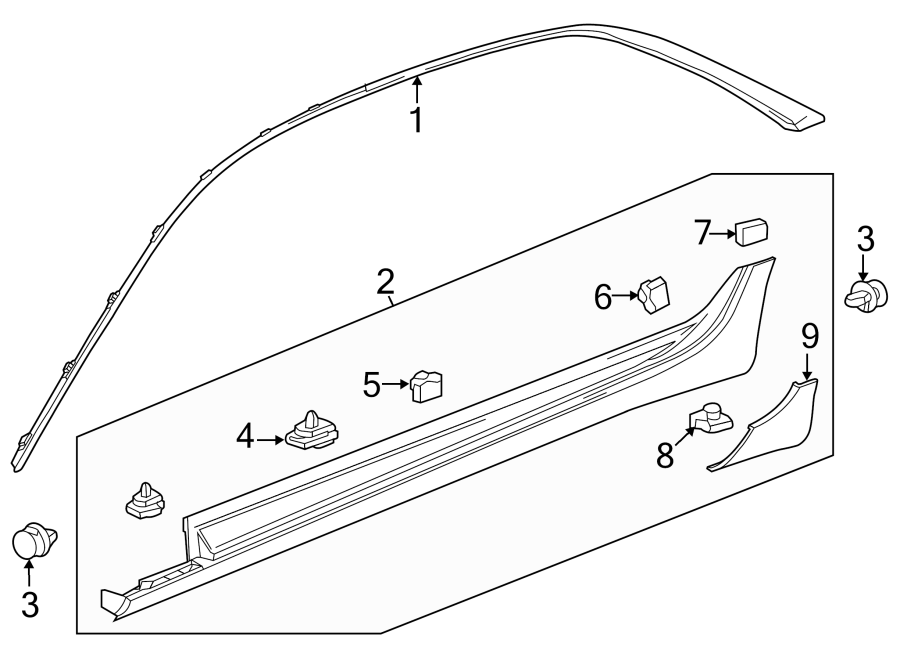 Diagram PILLARS. ROCKER & FLOOR. EXTERIOR TRIM. for your 2020 Chevrolet Camaro 6.2L V8 A/T ZL1 Convertible 