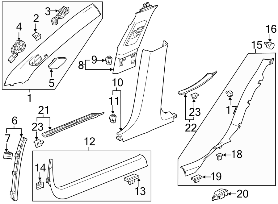 Diagram PILLARS. ROCKER & FLOOR. INTERIOR TRIM. for your 2024 Chevrolet Corvette Stingray Convertible  